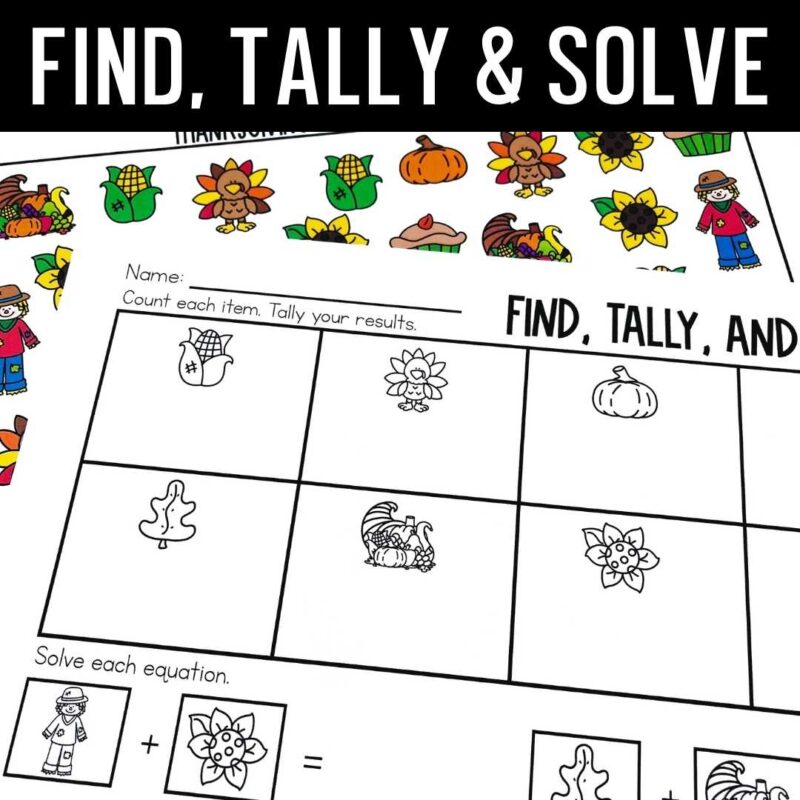 Thanksgiving Find, Tally, Graph, and Solve Math FREEBIE - The Teacher Bag