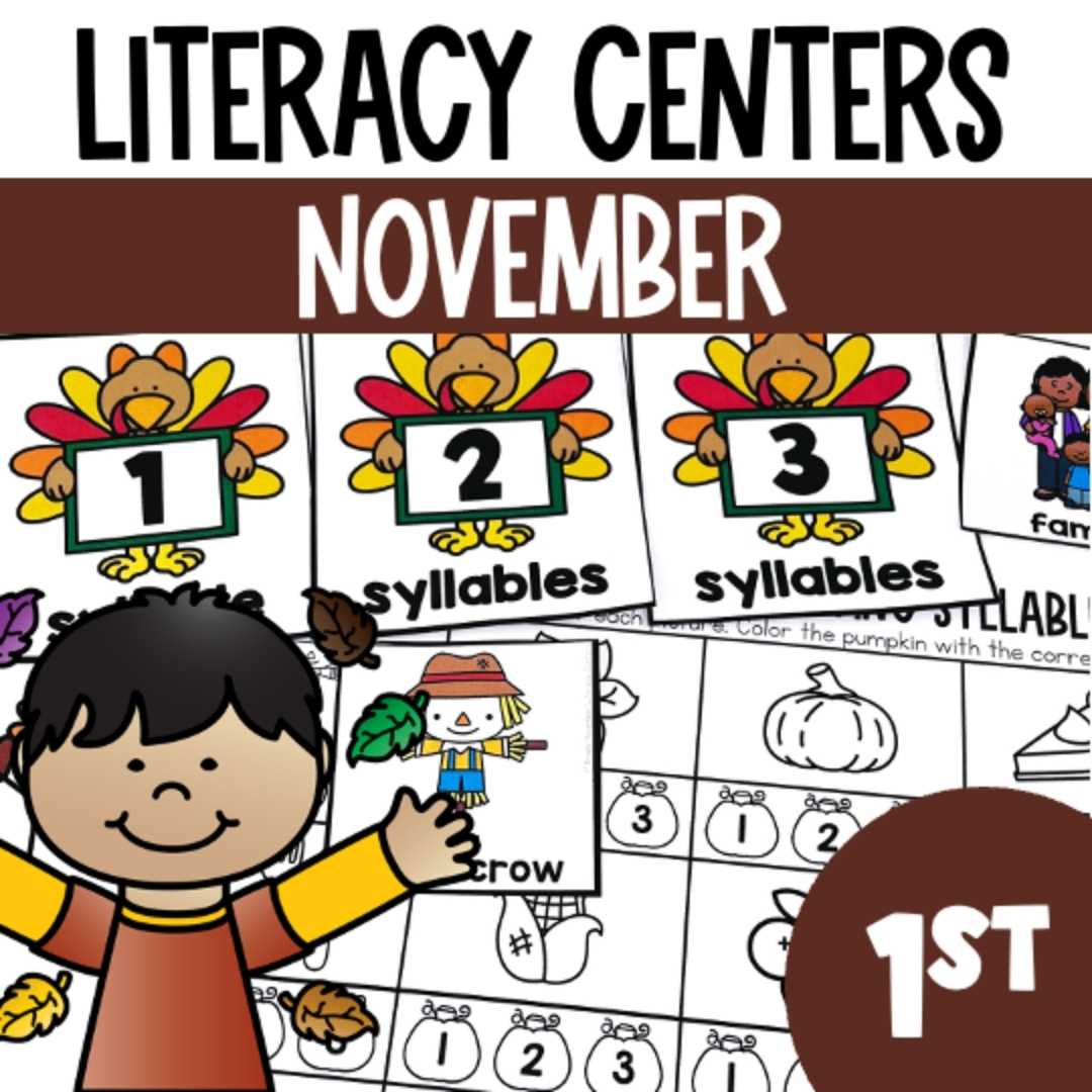 1st Grade November Literacy Centers
