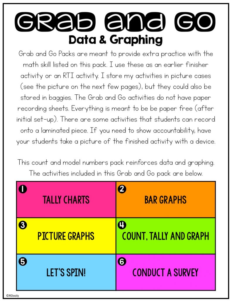 Grab and Go Math Data and Graphing - The Teacher Bag