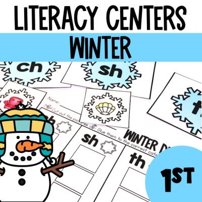 1st grade winter literacy centers cover