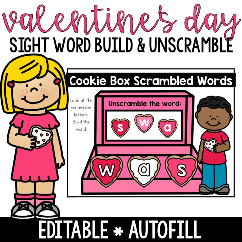 Valentine's Day Sight Word Build and Unscramble