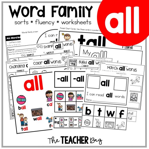 collage of word family papers