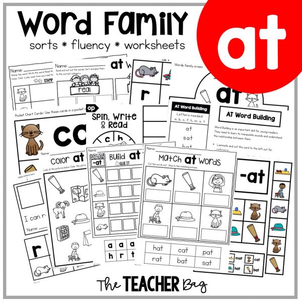 collage of word family activities