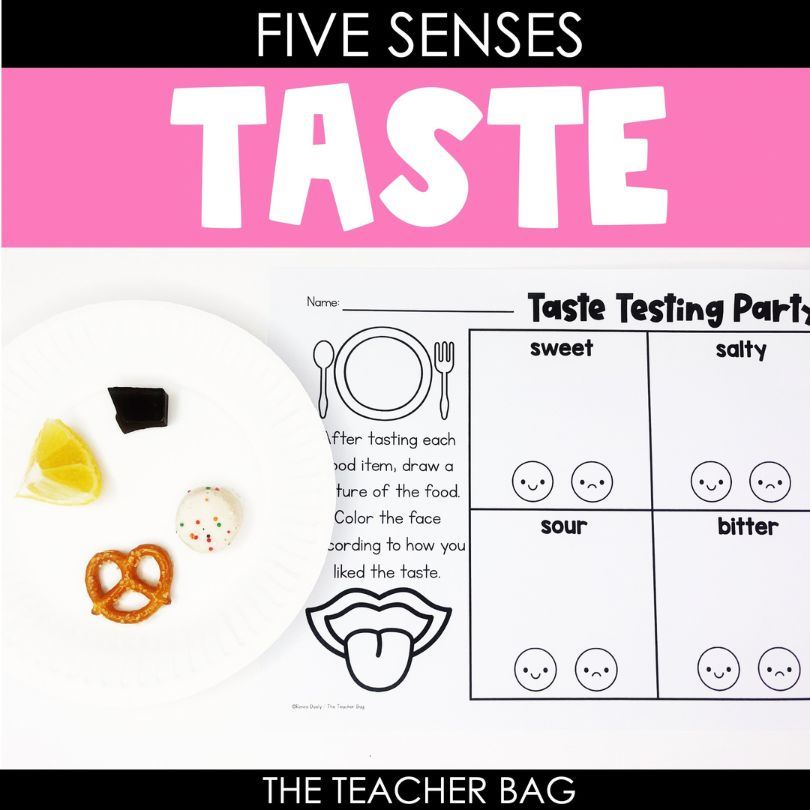 Five Senses: Taste Activities 1 taste activities cover plate with food and worksheet